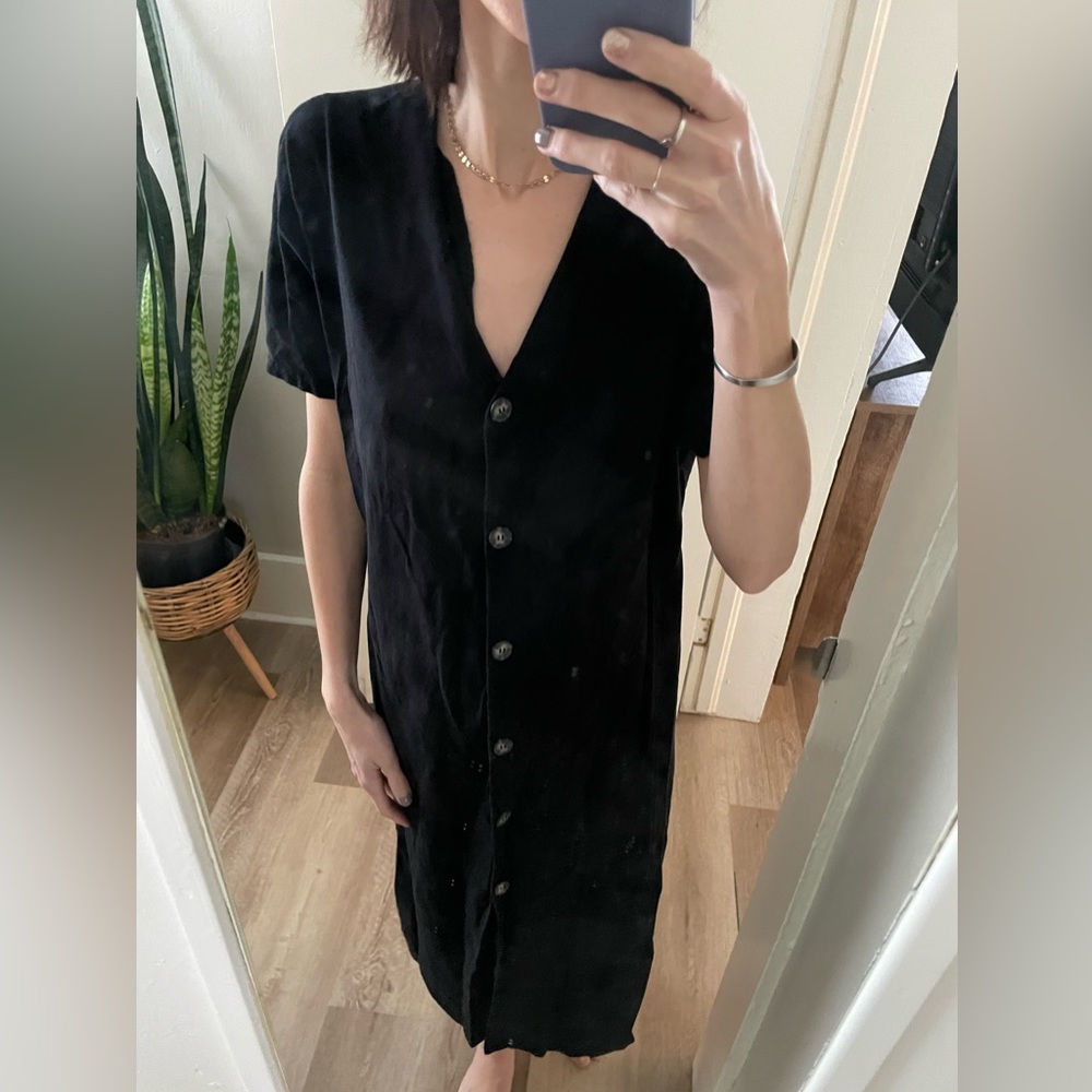 & Other Stories Black MIDI Dress